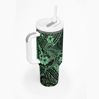 Hawaii Shark Tumbler With Handle Polynesian Pattern Green Version