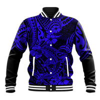 Hawaii Shark Baseball Jacket Polynesian Pattern Navy Blue Version LT01 Unisex Blue - Polynesian Pride