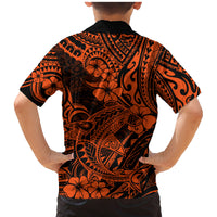 Hawaii Shark Family Matching Mermaid Dress and Hawaiian Shirt Polynesian Pattern Orange Version LT01 - Polynesian Pride