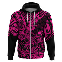 Hawaii Shark Hoodie Polynesian Pattern Pink Version LT01 Zip Hoodie Pink - Polynesian Pride