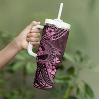 Hawaii Shark Tumbler With Handle Polynesian Pattern Pink Version