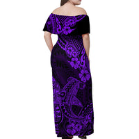 Hawaii Shark Off Shoulder Maxi Dress Polynesian Pattern Purple Version LT01 - Polynesian Pride