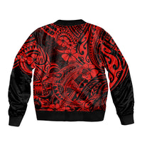Hawaii Shark Sleeve Zip Bomber Jacket Polynesian Pattern Red Version LT01 - Polynesian Pride