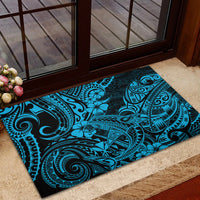 Hawaii Shark Rubber Doormat Polynesian Pattern Sky Blue Version LT01 - Polynesian Pride