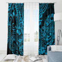 Hawaii Shark Window Curtain Polynesian Pattern Sky Blue Version LT01 - Polynesian Pride