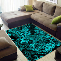 Hawaii Shark Area Rug Polynesian Pattern Turquoise Version LT01 - Polynesian Pride