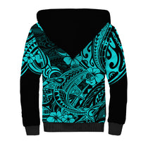 Hawaii Shark Sherpa Hoodie Polynesian Pattern Turquoise Version LT01 - Polynesian Pride