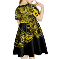 Hawaii Shark Kid Short Sleeve Dress Polynesian Pattern Yellow Version LT01 - Polynesian Pride