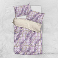 Pua Kalaunu Lei Bedding Set Palaka Pattern LT01 US Twin 172cm x 218cm Purple - Polynesian Pride