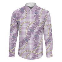 Pua Kalaunu Lei Family Matching Off The Shoulder Long Sleeve Dress and Hawaiian Shirt Palaka Pattern