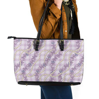 Pua Kalaunu Lei Leather Tote Bag Palaka Pattern LT01 - Polynesian Pride