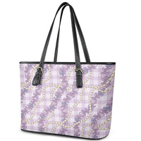 Pua Kalaunu Lei Leather Tote Bag Palaka Pattern LT01 - Polynesian Pride