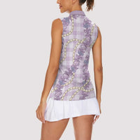 Pua Kalaunu Lei Women Sleeveless Polo Shirt Palaka Pattern LT01 - Polynesian Pride