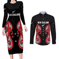 Custom Rugby New Zealand Couples Matching Long Sleeve Bodycon Dress and Long Sleeve Button Shirt Baby Black Go Champions