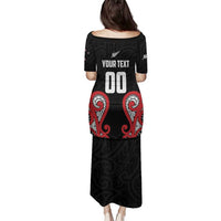 Custom Rugby New Zealand Family Matching Puletasi and Hawaiian Shirt Baby Black Go Champions