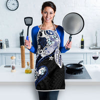 Monstera Plumeria Flowers Blue Apron Polynesian Pattern