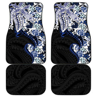 Monstera Plumeria Flowers Blue Car Mats Polynesian Pattern
