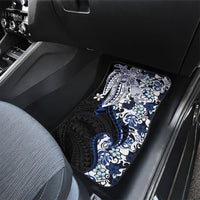 Monstera Plumeria Flowers Blue Car Mats Polynesian Pattern