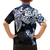Monstera Plumeria Flowers Blue Family Matching Off The Shoulder Long Sleeve Dress and Hawaiian Shirt Polynesian Pattern