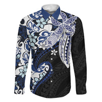 Monstera Plumeria Flowers Blue Family Matching Off Shoulder Maxi Dress and Hawaiian Shirt Polynesian Pattern