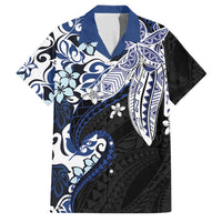 Monstera Plumeria Flowers Blue Family Matching Summer Maxi Dress and Hawaiian Shirt Polynesian Pattern