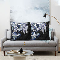 Monstera Plumeria Flowers Blue Pillow Cover Polynesian Pattern LT01 - Polynesian Pride