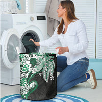 Monstera Plumeria Flowers Green Laundry Basket Polynesian Pattern LT01 - Polynesian Pride