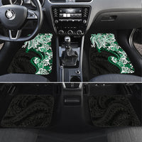 Monstera Plumeria Flowers Green Car Mats Polynesian Pattern LT01 Set 4pcs Green - Polynesian Pride