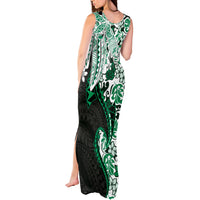 Monstera Plumeria Flowers Green Tank Maxi Dress Polynesian Pattern LT01 - Polynesian Pride