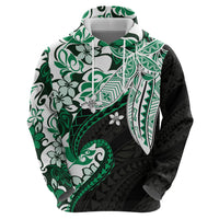 Monstera Plumeria Flowers Green Zip Hoodie Polynesian Pattern LT01 - Polynesian Pride