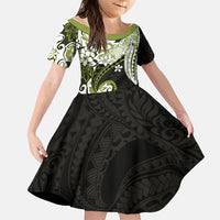 Monstera Plumeria Flowers Olive Green Family Matching Mermaid Dress and Hawaiian Shirt Polynesian Pattern