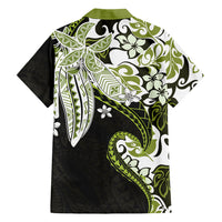 Monstera Plumeria Flowers Olive Green Family Matching Mermaid Dress and Hawaiian Shirt Polynesian Pattern