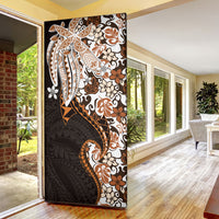 Monstera Plumeria Flowers Orange Door Cover Polynesian Pattern