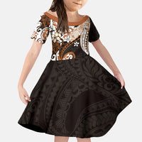 Monstera Plumeria Flowers Orange Family Matching Off The Shoulder Long Sleeve Dress and Hawaiian Shirt Polynesian Pattern