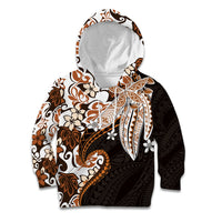 Monstera Plumeria Flowers Orange Kid Hoodie Polynesian Pattern