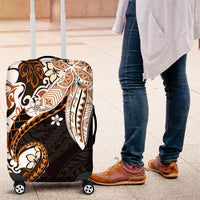 Monstera Plumeria Flowers Orange Luggage Cover Polynesian Pattern