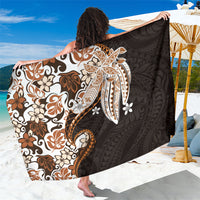 Monstera Plumeria Flowers Orange Sarong Polynesian Pattern LT01 One Size 44 x 66 inches Orange - Polynesian Pride