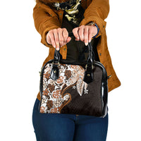 Monstera Plumeria Flowers Orange Shoulder Handbag Polynesian Pattern