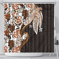 Monstera Plumeria Flowers Orange Shower Curtain Polynesian Pattern LT01 - Polynesian Pride