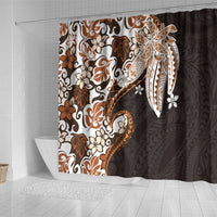 Monstera Plumeria Flowers Orange Shower Curtain Polynesian Pattern LT01 - Polynesian Pride