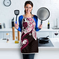 Monstera Plumeria Flowers Pink Apron Polynesian Pattern