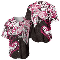 Monstera Plumeria Flowers Pink Baseball Jersey Polynesian Pattern