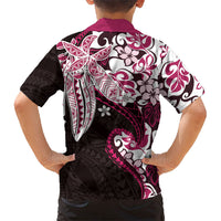 Monstera Plumeria Flowers Pink Family Matching Off The Shoulder Long Sleeve Dress and Hawaiian Shirt Polynesian Pattern