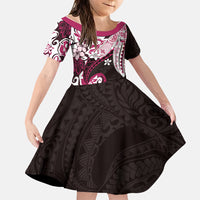 Monstera Plumeria Flowers Pink Family Matching Off The Shoulder Long Sleeve Dress and Hawaiian Shirt Polynesian Pattern