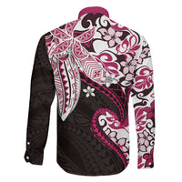 Monstera Plumeria Flowers Pink Family Matching Off The Shoulder Long Sleeve Dress and Hawaiian Shirt Polynesian Pattern