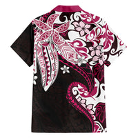 Monstera Plumeria Flowers Pink Family Matching Off Shoulder Maxi Dress and Hawaiian Shirt Polynesian Pattern