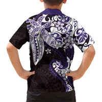 Monstera Plumeria Flowers Purple Family Matching Off The Shoulder Long Sleeve Dress and Hawaiian Shirt Polynesian Pattern