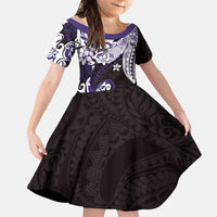 Monstera Plumeria Flowers Purple Family Matching Off Shoulder Short Dress and Hawaiian Shirt Polynesian Pattern