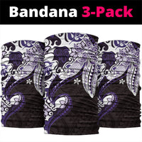 Monstera Plumeria Flowers Purple Neck Gaiter Polynesian Pattern