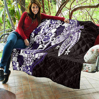 Monstera Plumeria Flowers Purple Quilt Polynesian Pattern